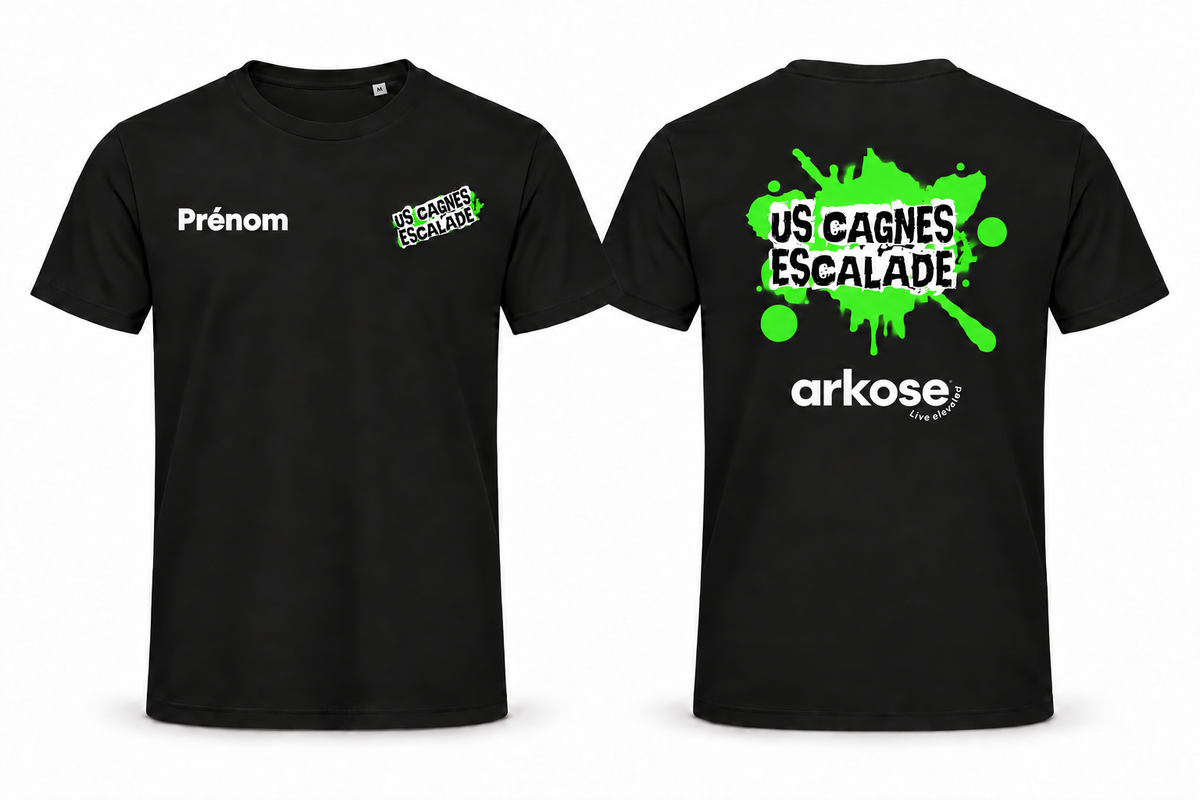 T-Shirt Active-Dry STEDMAN Vue « Arkose » + « Prénom" US Cagnes Escalade | Tenues Pro